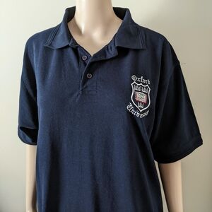 Oxford Embroidered Navy Polo Shirt, Men's Medium